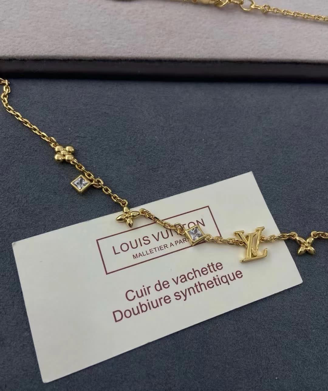 Louis Vuitton Gold Tone Diamond Necklace